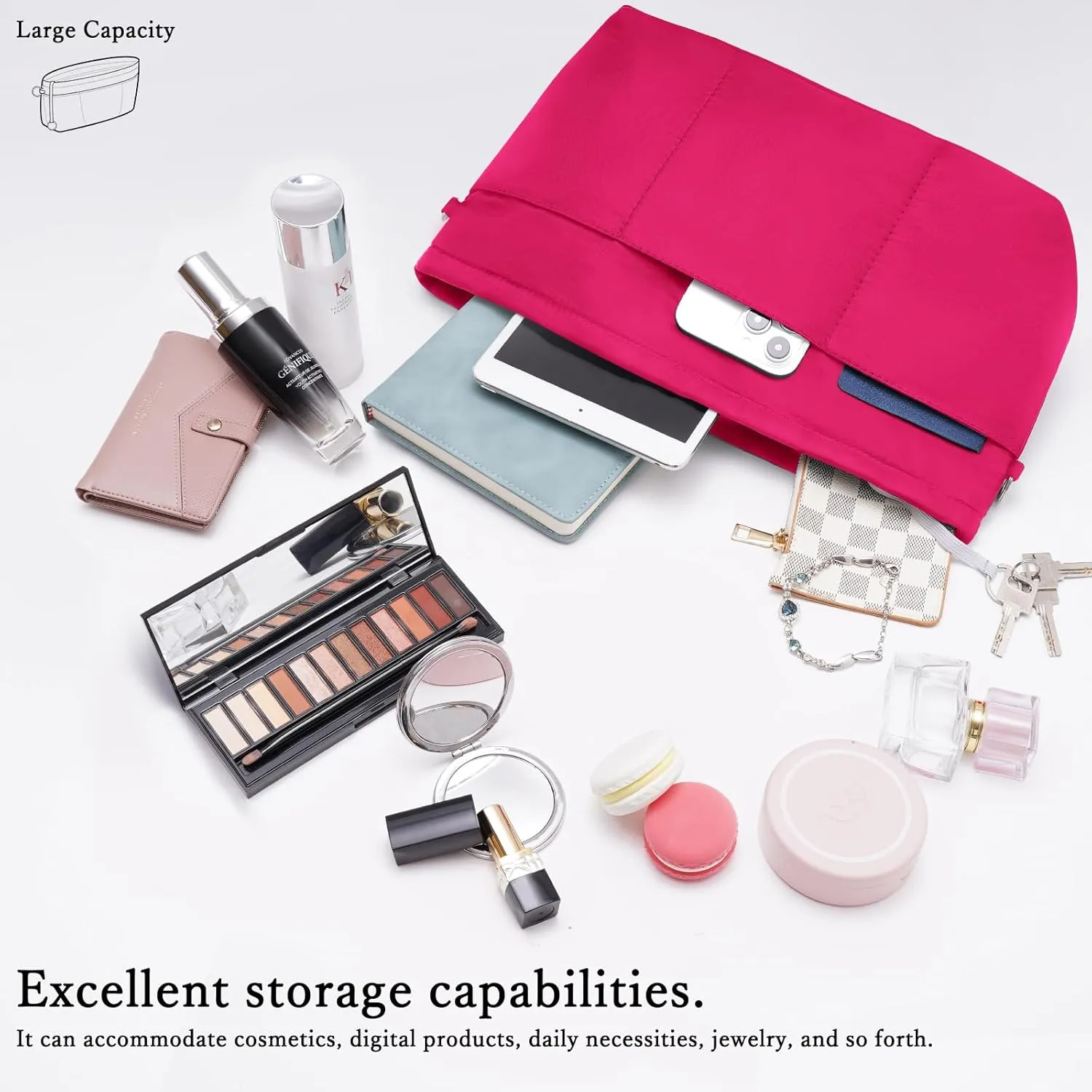 HyFanStr Purse Organizer Insert with Zipped Top for Tote Bag, Handbag Shaper with 13 Pockets