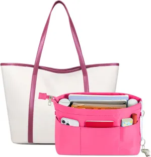 HyFanStr Purse Organizer Insert with Zipped Top for Tote Bag, Handbag Shaper with 13 Pockets