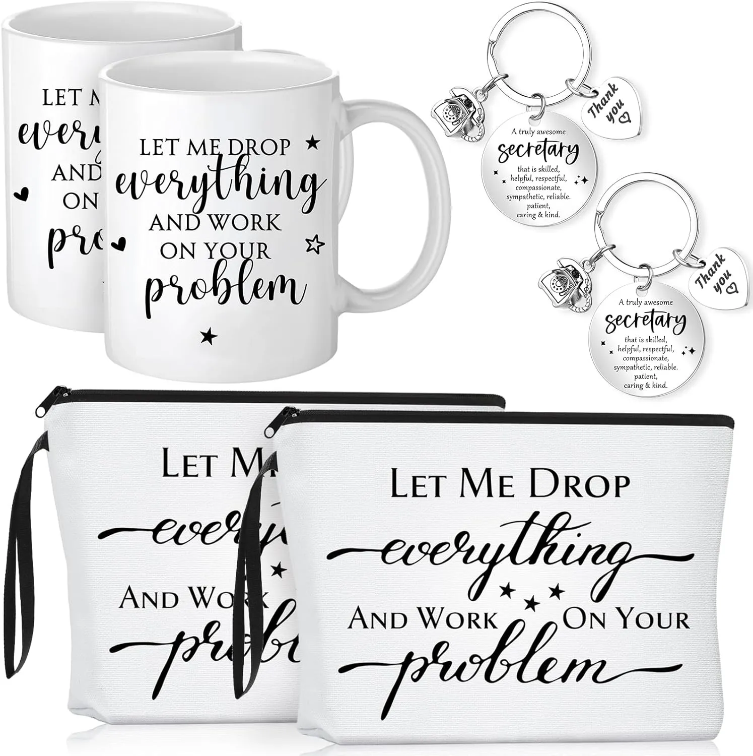 Inbagi 6 Pcs Secretary Gift for Women School Secretary Appreciation Gift Funny Makeup Bags Sarcasm Cosmetic Bag 11 oz You're Awesome Coffee Mug Secretary Keychain for Administrative Professionals