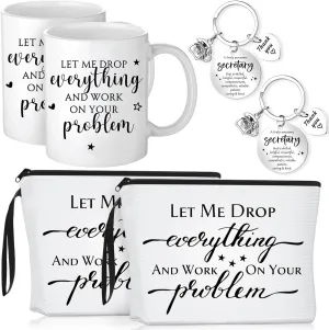 Inbagi 6 Pcs Secretary Gift for Women School Secretary Appreciation Gift Funny Makeup Bags Sarcasm Cosmetic Bag 11 oz You're Awesome Coffee Mug Secretary Keychain for Administrative Professionals