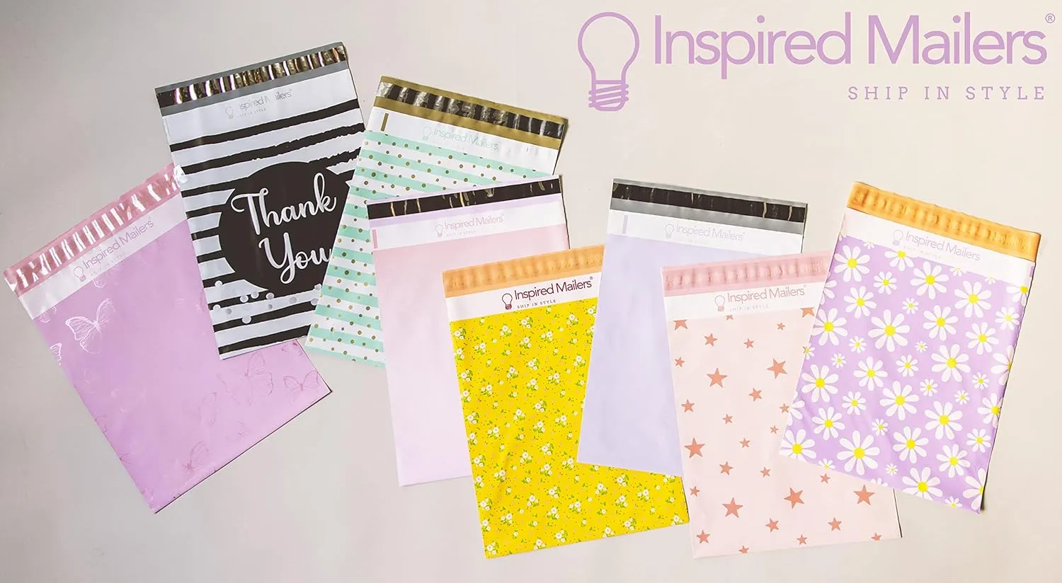 Inspired Mailers – Large Poly Mailers 14.5 x 19 – 50 Pack – Rose Gold Cheetah Design – Shipping Bags and Mailing Envelopes for Packaging