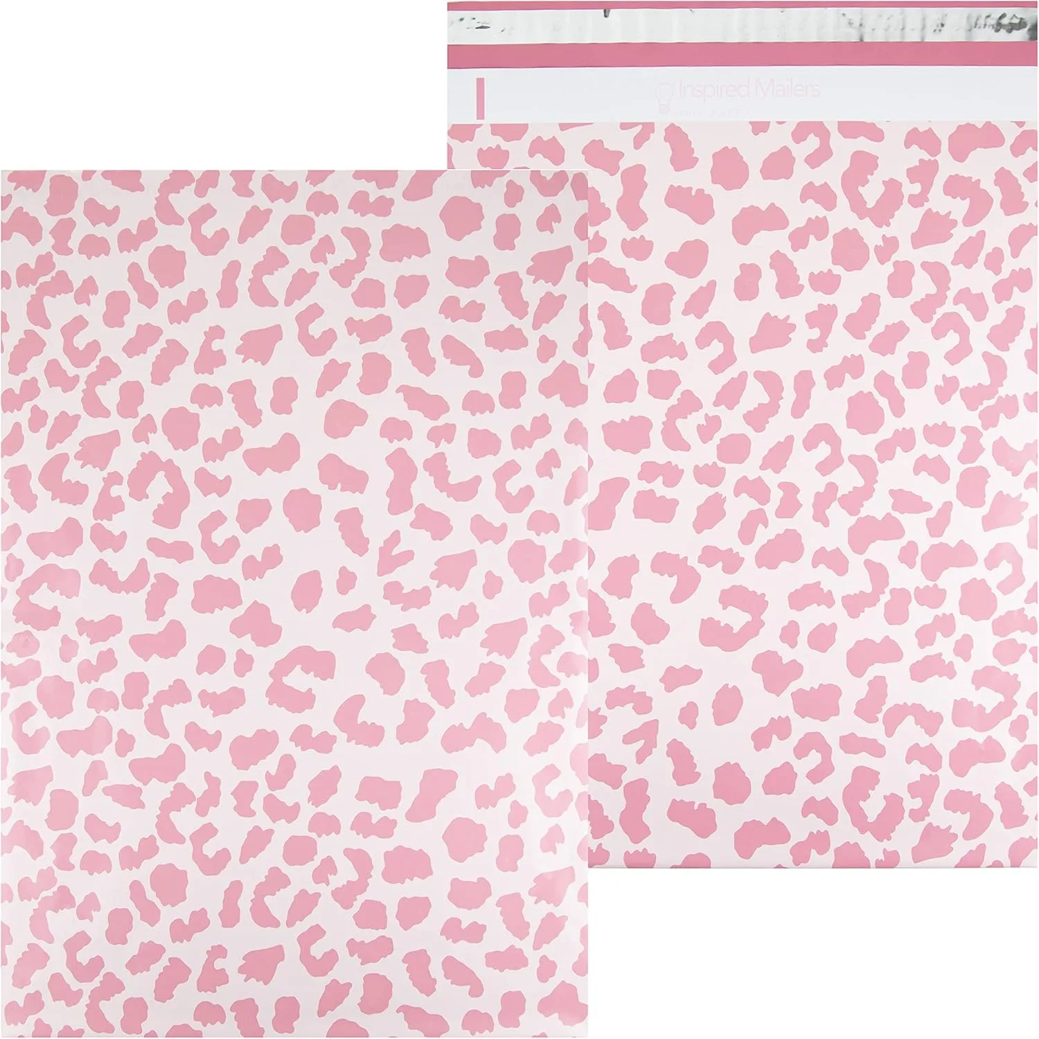 Inspired Mailers – Large Poly Mailers 14.5 x 19 – 50 Pack – Rose Gold Cheetah Design – Shipping Bags and Mailing Envelopes for Packaging