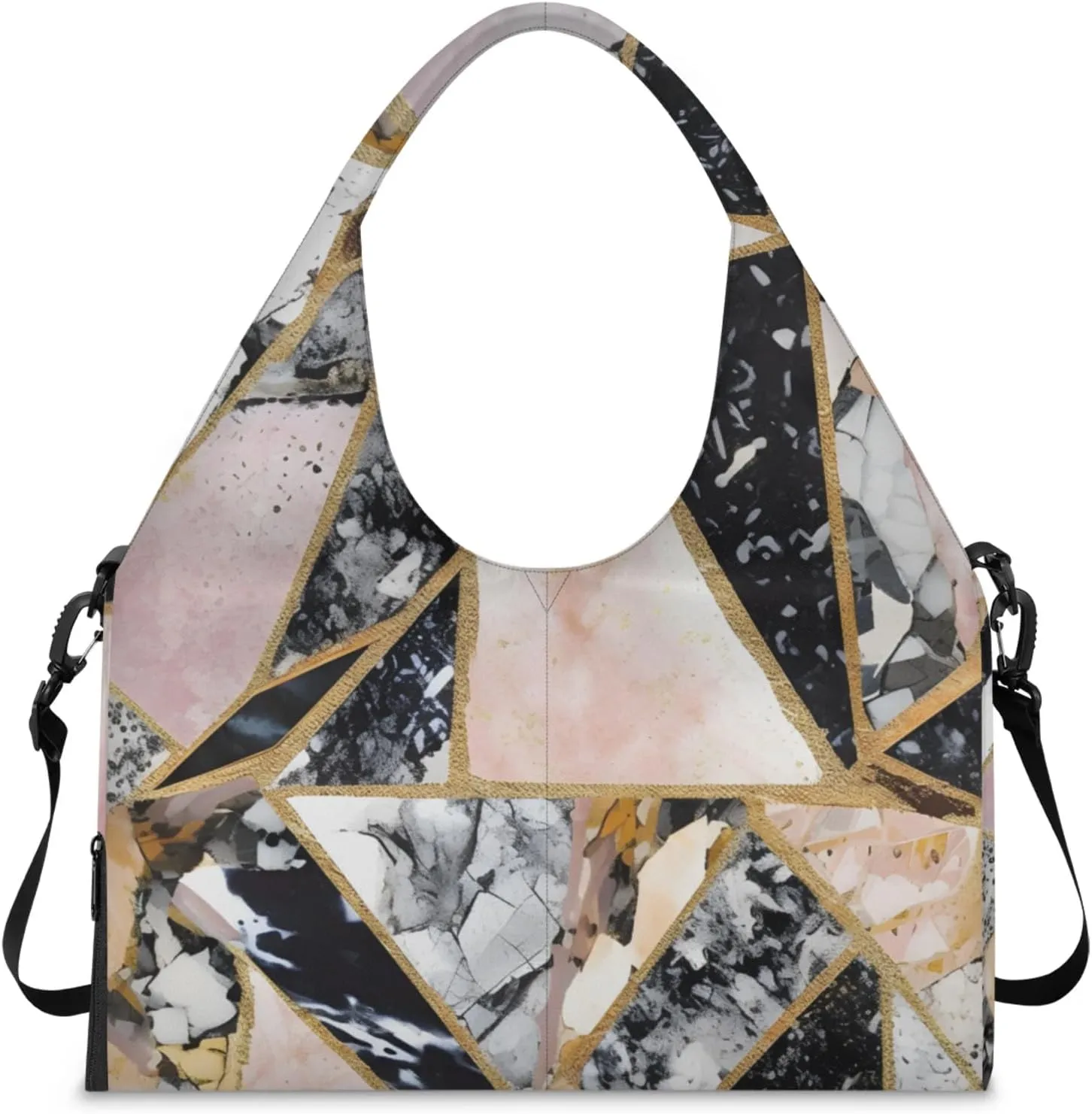 Irregular Marble Gym Bag Yoga Mat Tote for Women with Shoes Compartment Lightweight Duffle Travel Carrier Wet Dry Storage Pockets Adjustable Pilates Mats Shoulder Bags for Sport Swim