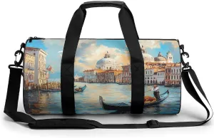 Italian Architecture Venice Gym Bag Sports Duffle Bags for Men Women Travel Swimming Fitness with Shoe And Wet Compartment