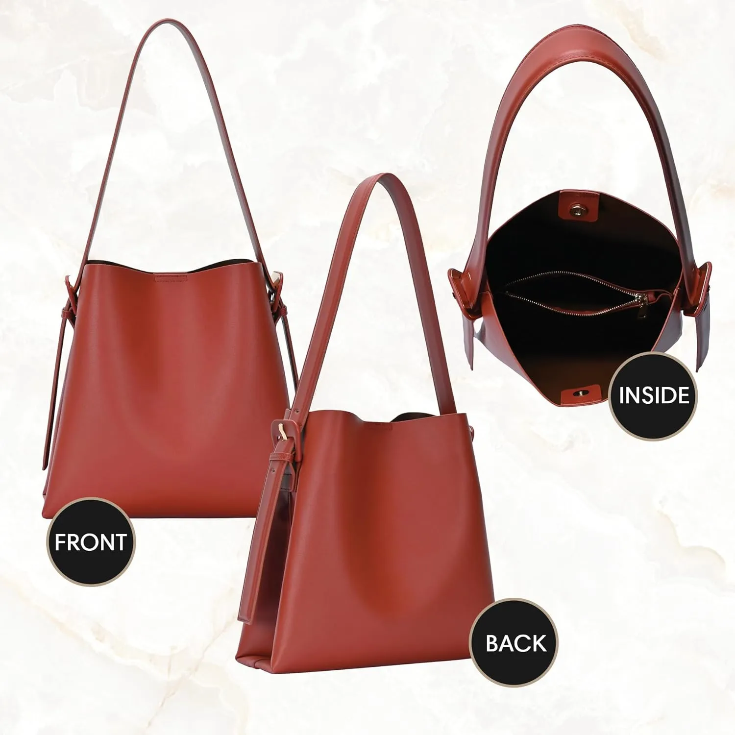 Ivy Divided Pocket Hobo Tote | Vegan Leather Tote with Adjustable Strap | Women's Purses, Handbags & Hobo Bags |
