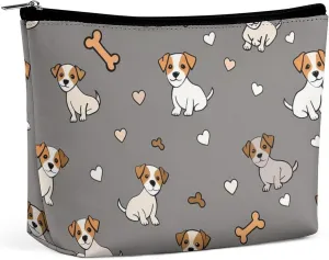 Jack Russell Terrier Bones Hearts Makeup Bag Cosmetic Pouch Toiletry Bags Travel Organizer