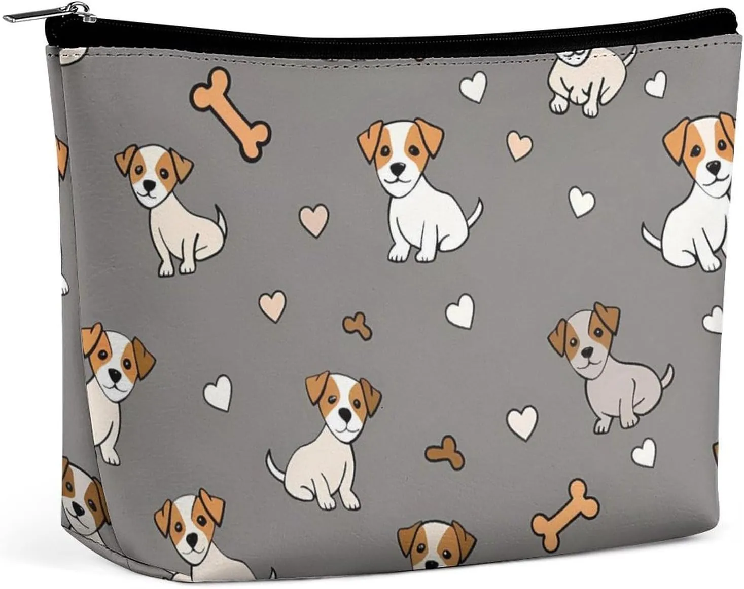 Jack Russell Terrier Bones Hearts Makeup Bag Cosmetic Pouch Toiletry Bags Travel Organizer