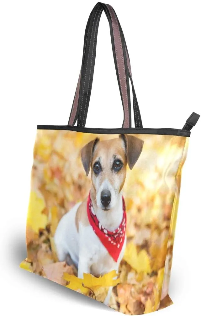 Jack Russell Terrier Shoulder Bags Large Handle Ladies Handbag