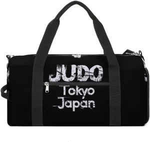 Japan Judo Tokyo Gym Sport Bag Travel Duffel Bags Tote with Shoe Compartment Water Resistant Pouch Unisex