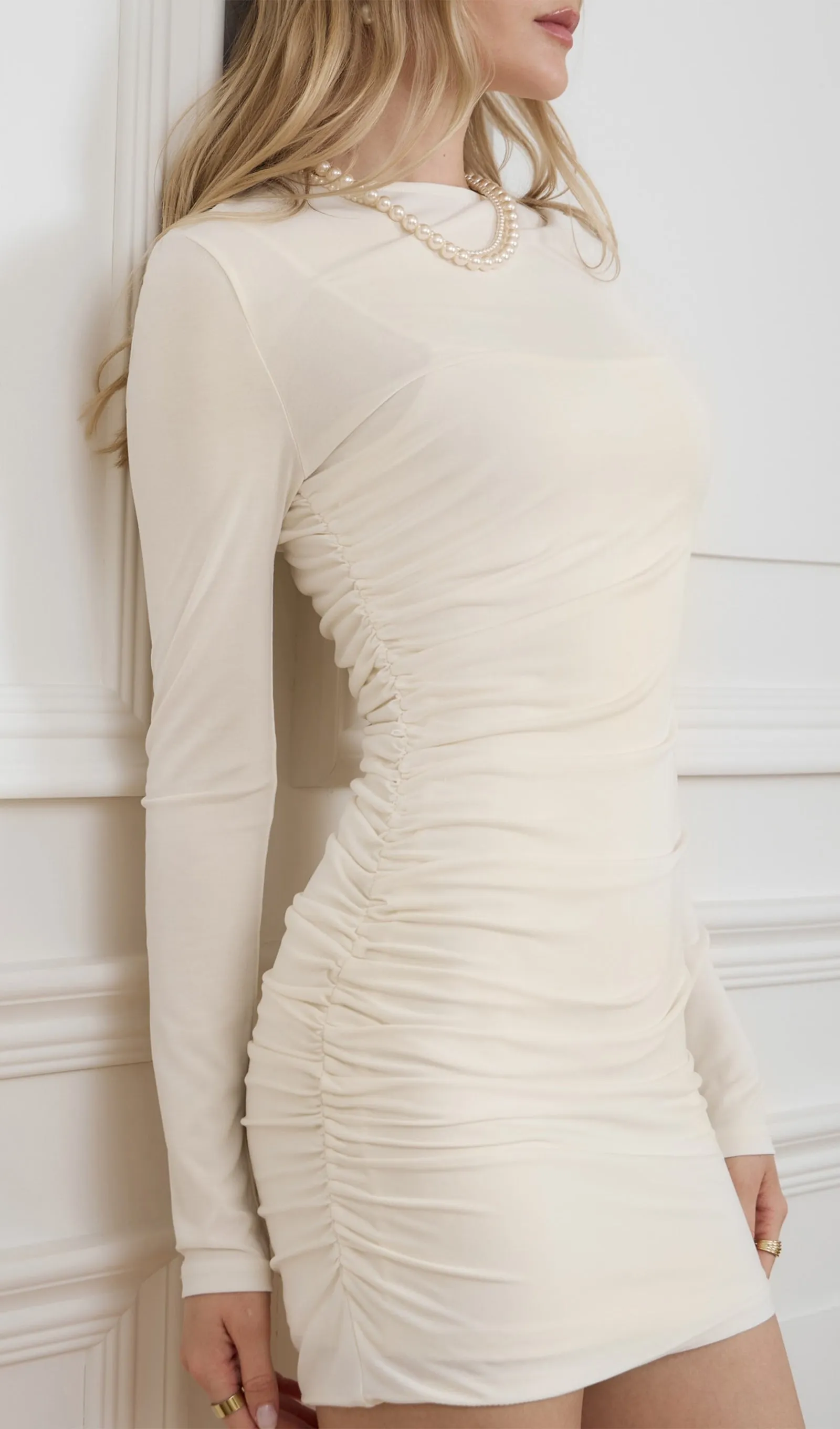 Jersey Pleated Mini Dress