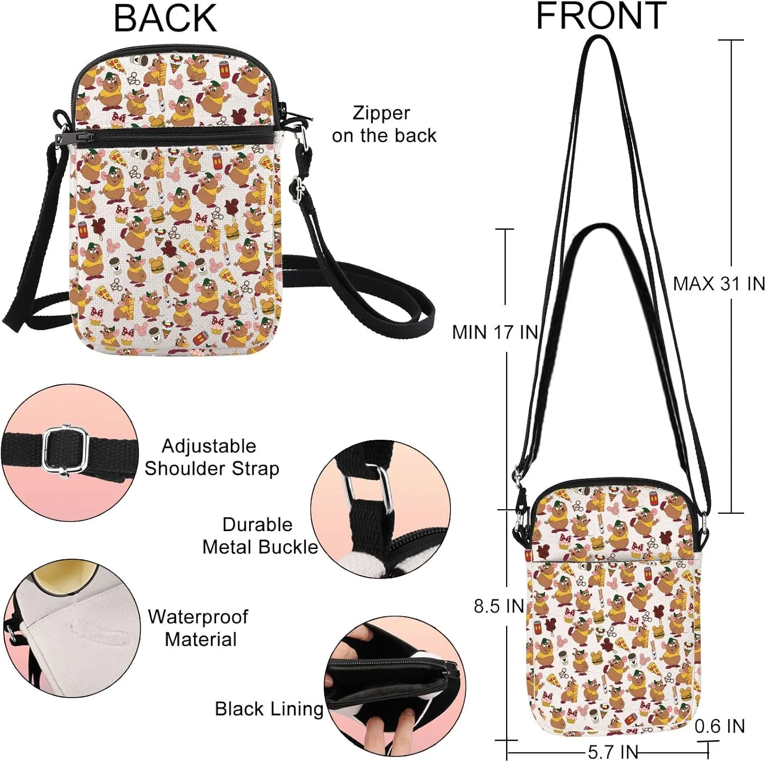JNIAP Cartoon Mouse Crossbody Bag Cartoon Mouse Gifts Cartoon Mouse Shoulder Bag Cartoon Mouse Merchandise