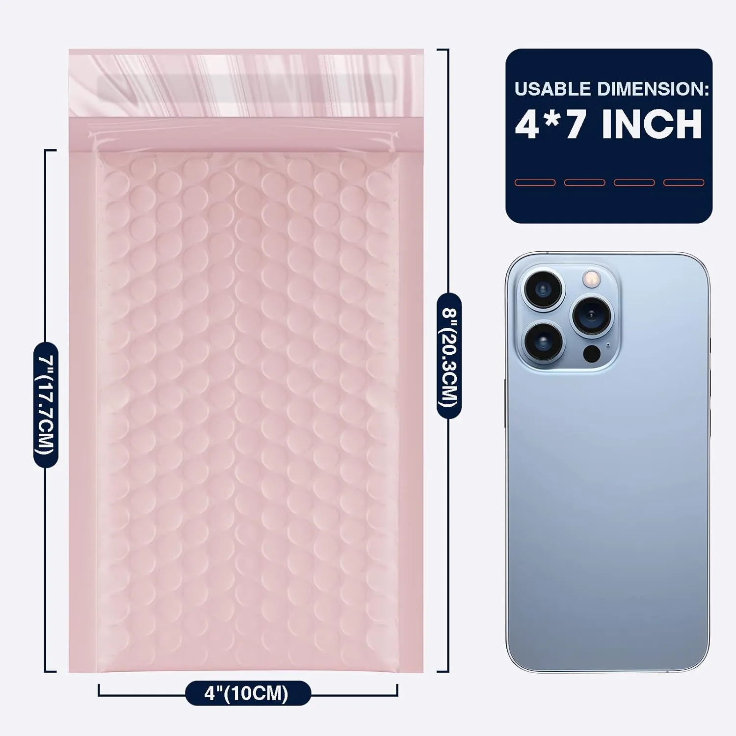 K&MJ 4x8 Bubble Mailer,50 Pc,Sakura Pink Bubble Mailers for Small Business,Padded Envelopes,Tear-Proof Self-Seal Thickened Bubbles Shipping Bags,for Packaging Jewelry,Makeup,Electric Product ect