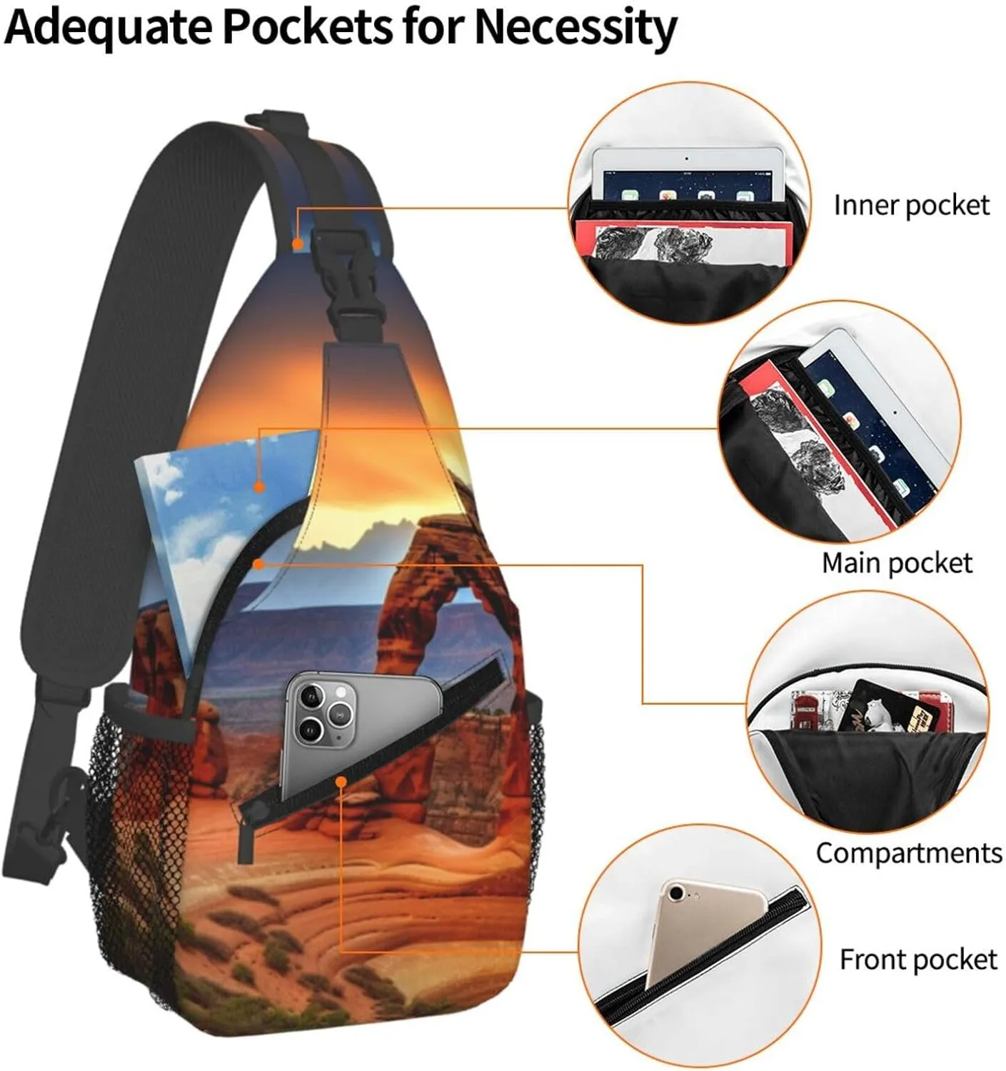 KHiry Sling Bag for Women Men Crossbody Bag Small Sling Backpack Blue Owl Chest Bag Hiking Daypack