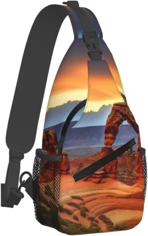 KHiry Sling Bag for Women Men Crossbody Bag Small Sling Backpack Blue Owl Chest Bag Hiking Daypack