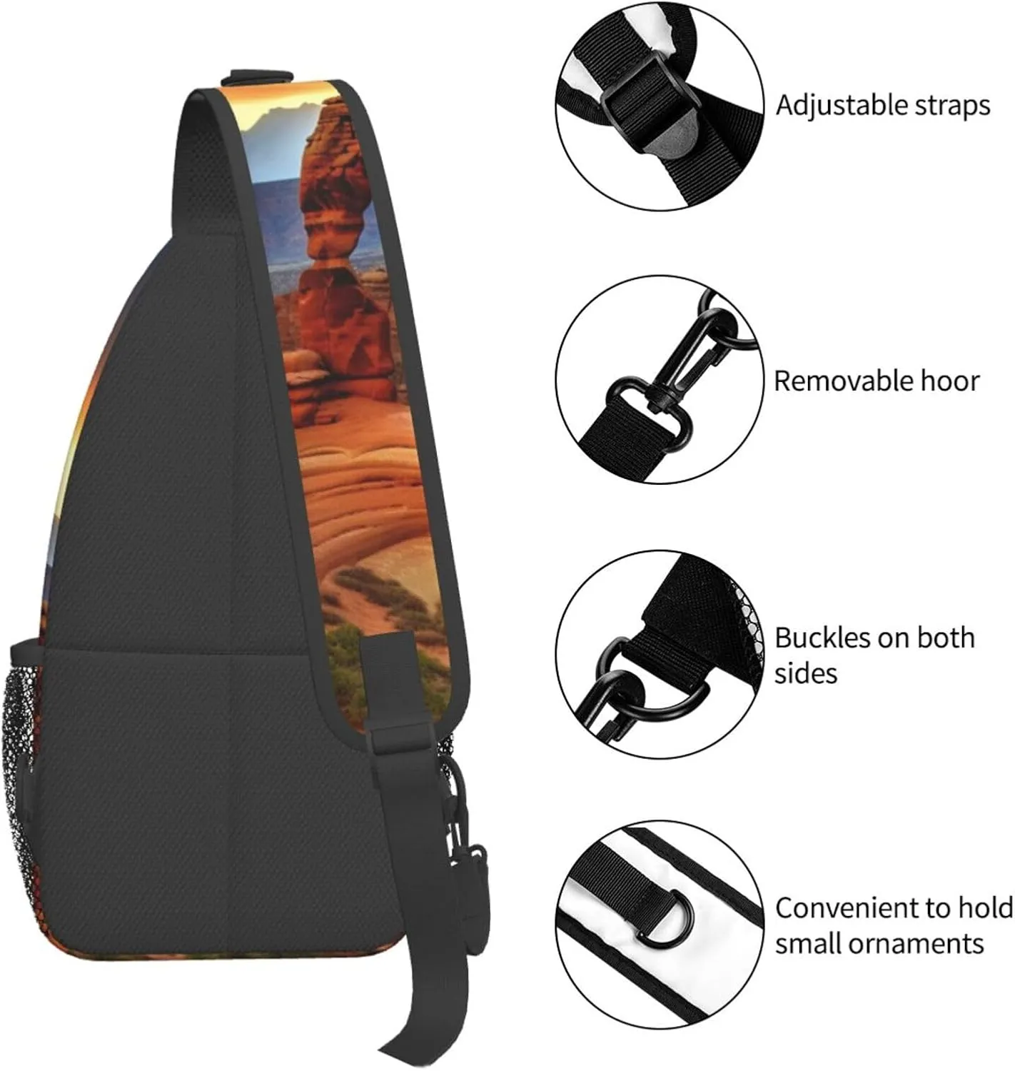 KHiry Sling Bag for Women Men Crossbody Bag Small Sling Backpack Blue Owl Chest Bag Hiking Daypack