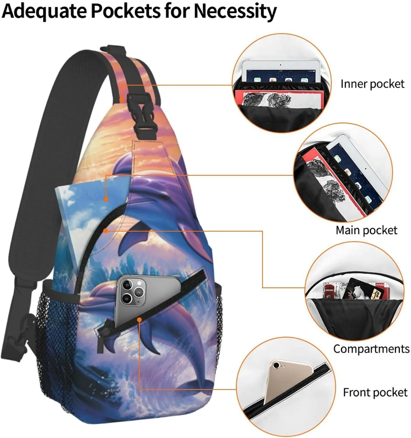 KHiry Sling Bag for Women Men Crossbody Bag Small Sling Backpack Swamp Egret Chest Bag Hiking Daypack