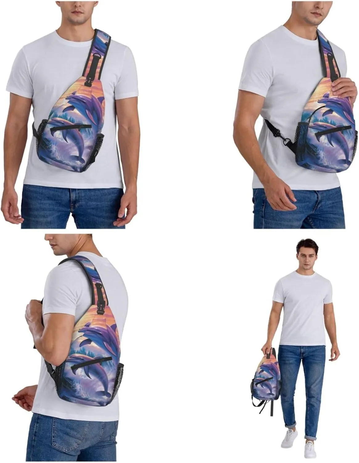 KHiry Sling Bag for Women Men Crossbody Bag Small Sling Backpack Swamp Egret Chest Bag Hiking Daypack