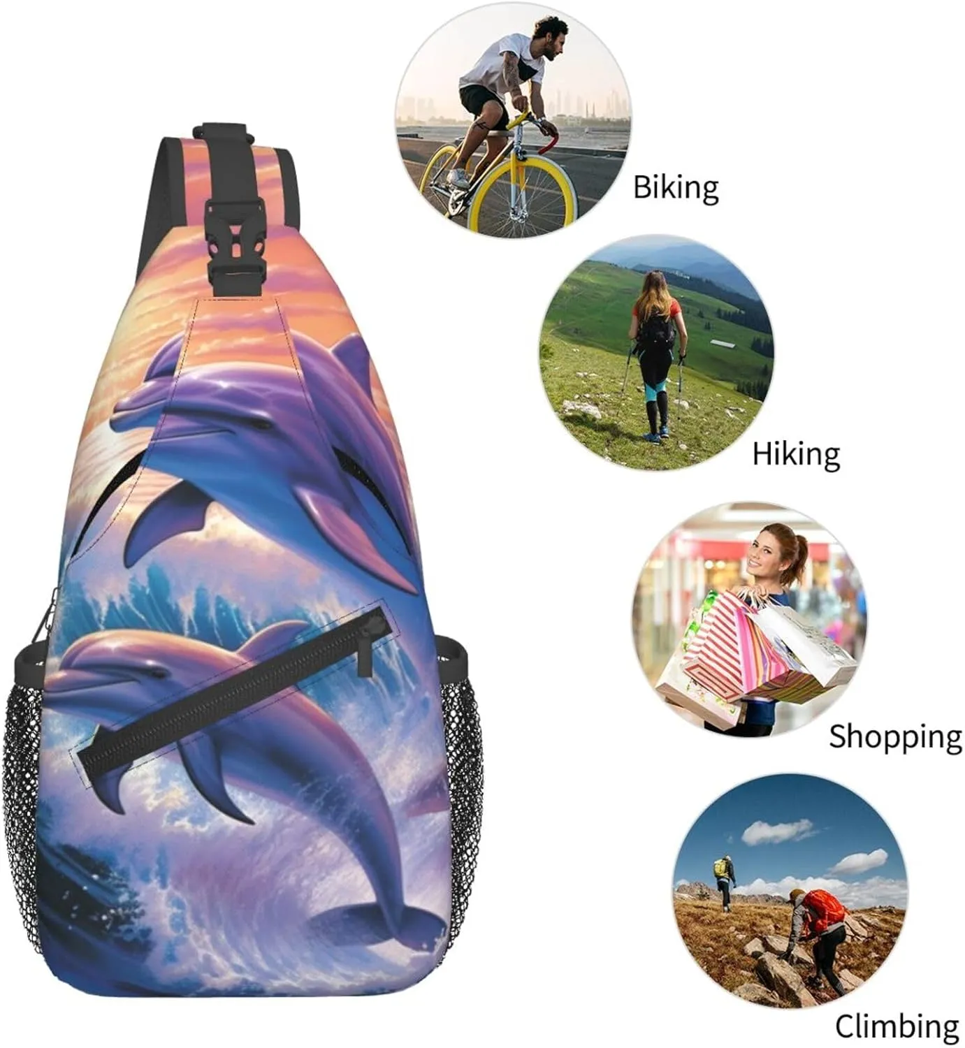 KHiry Sling Bag for Women Men Crossbody Bag Small Sling Backpack Swamp Egret Chest Bag Hiking Daypack
