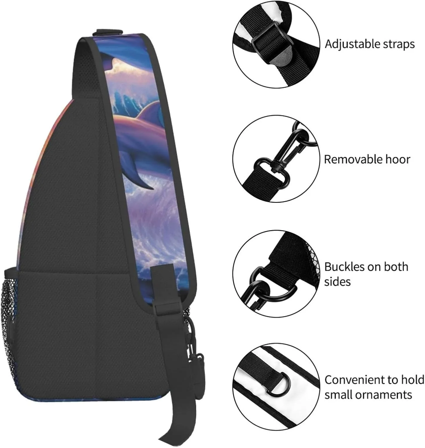 KHiry Sling Bag for Women Men Crossbody Bag Small Sling Backpack Swamp Egret Chest Bag Hiking Daypack