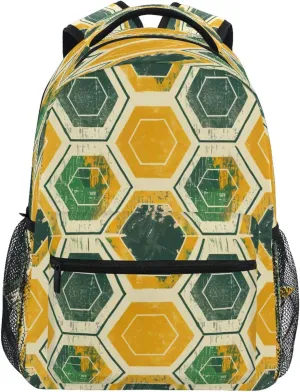 Kigai Hexagonal Pattern Travel Backpack for Men and Women Lightweight College Laptop Backpack Business Computer Bag Shoulder Bag Casual Daypack