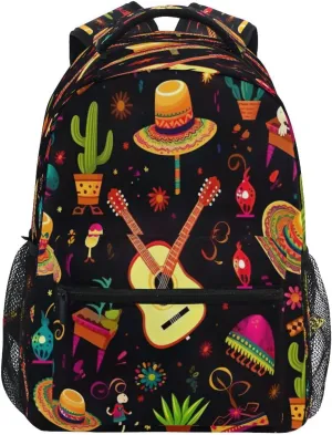 Kigai Mexican Flavor Travel Backpack for Men and Women Lightweight College Laptop Backpack Business Computer Bag Shoulder Bag Casual Daypack