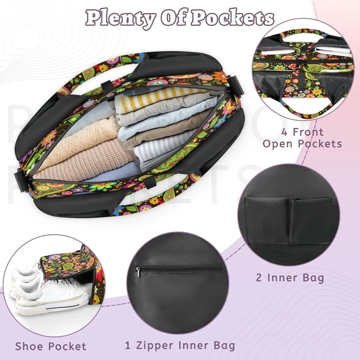KOBLEN Yoga Gym Bags for Women Duffel Bag with Shoe Compartment and Yoga Mat Portable Weekender Bags for Pilates Travel Offices Workout Beach