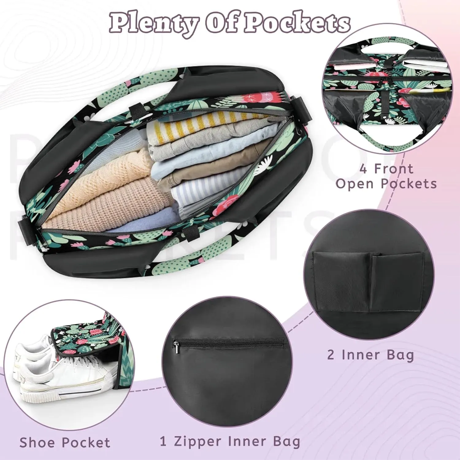 KOBLEN Yoga Gym Bags for Women Duffel Bag with Shoe Compartment and Yoga Mat Portable Weekender Bags for Pilates Travel Offices Workout Beach