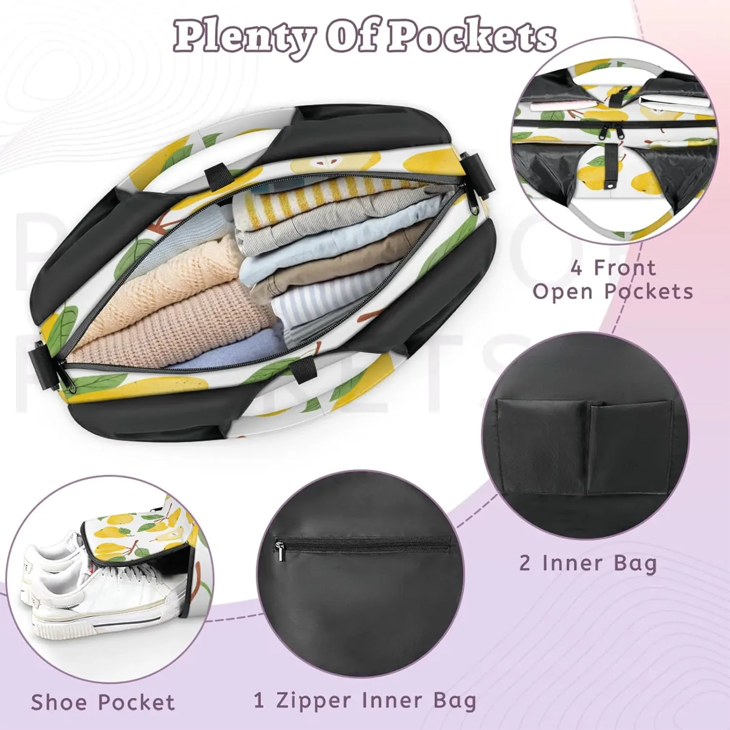 KOBLEN Yoga Gym Bags for Women Duffel Bag with Shoe Compartment and Yoga Mat Portable Weekender Bags for Pilates Travel Offices Workout Beach