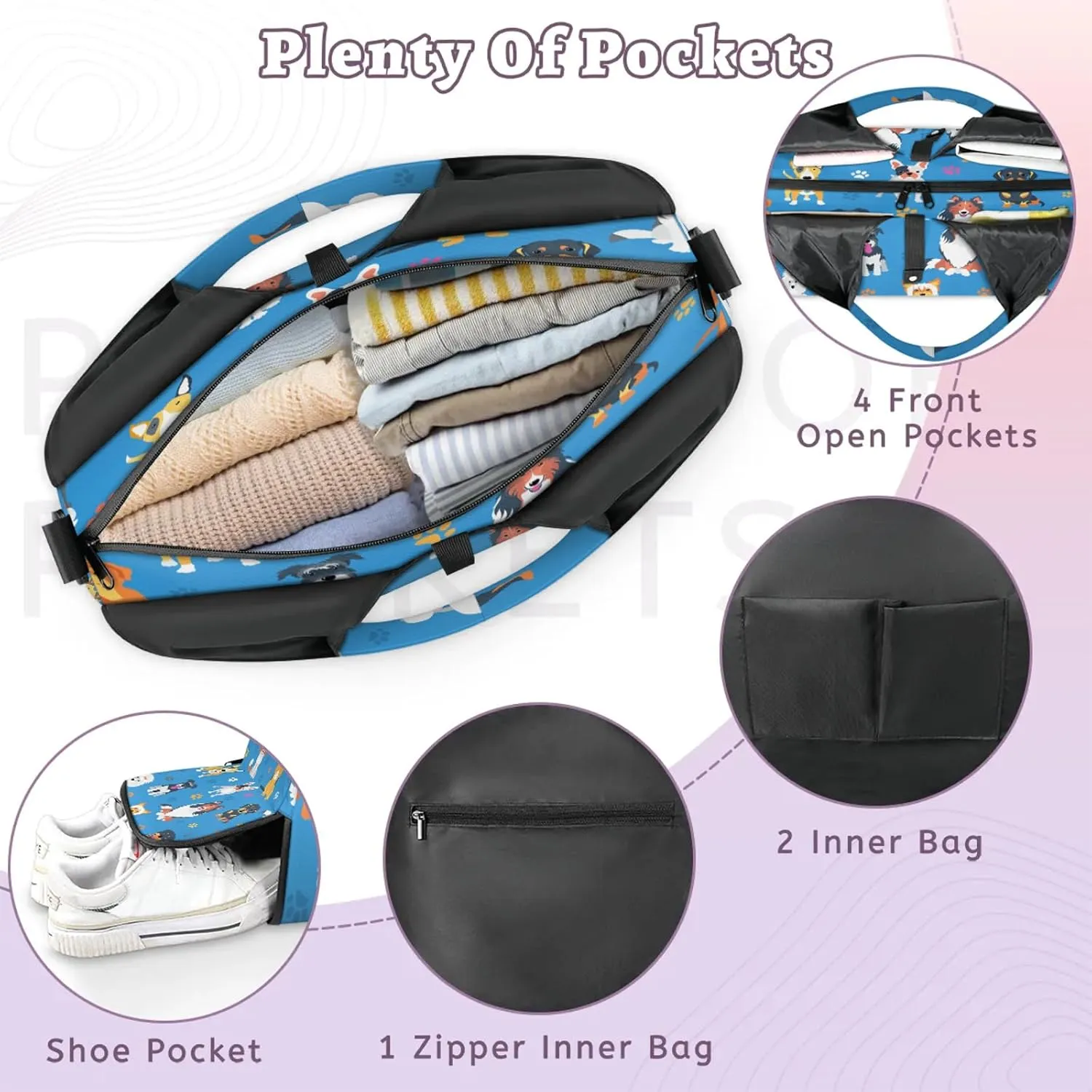 KOBLEN Yoga Gym Bags for Women Duffel Bag with Shoe Compartment and Yoga Mat Portable Weekender Bags for Pilates Travel Offices Workout Beach