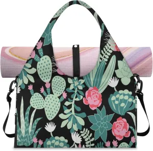 KOBLEN Yoga Gym Bags for Women Duffel Bag with Shoe Compartment and Yoga Mat Portable Weekender Bags for Pilates Travel Offices Workout Beach