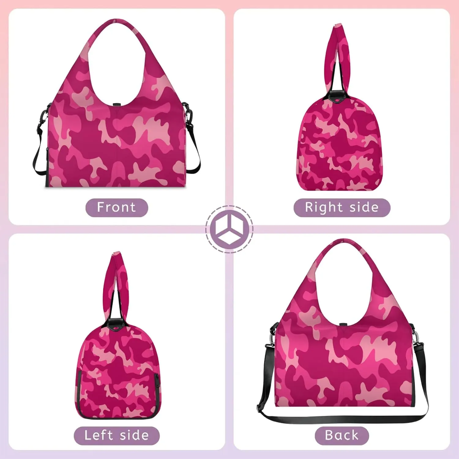 KOBLEN Yoga Gym Bags for Women Duffel Bag with Shoe Compartment and Yoga Mat Portable Weekender Bags for Pilates Travel Offices Workout Beach