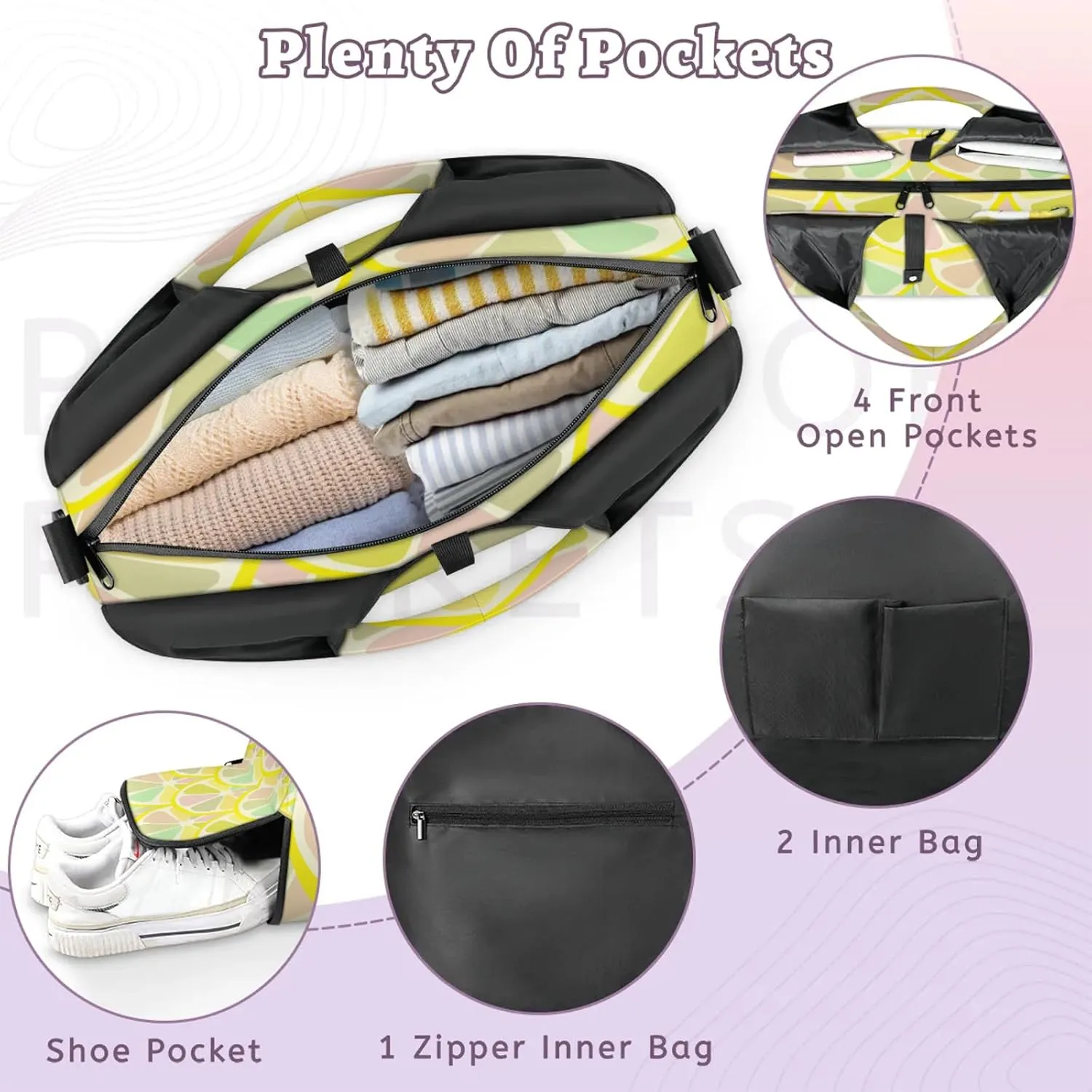 KOBLEN Yoga Gym Bags for Women Duffel Bag with Shoe Compartment and Yoga Mat Portable Weekender Bags for Pilates Travel Offices Workout Beach