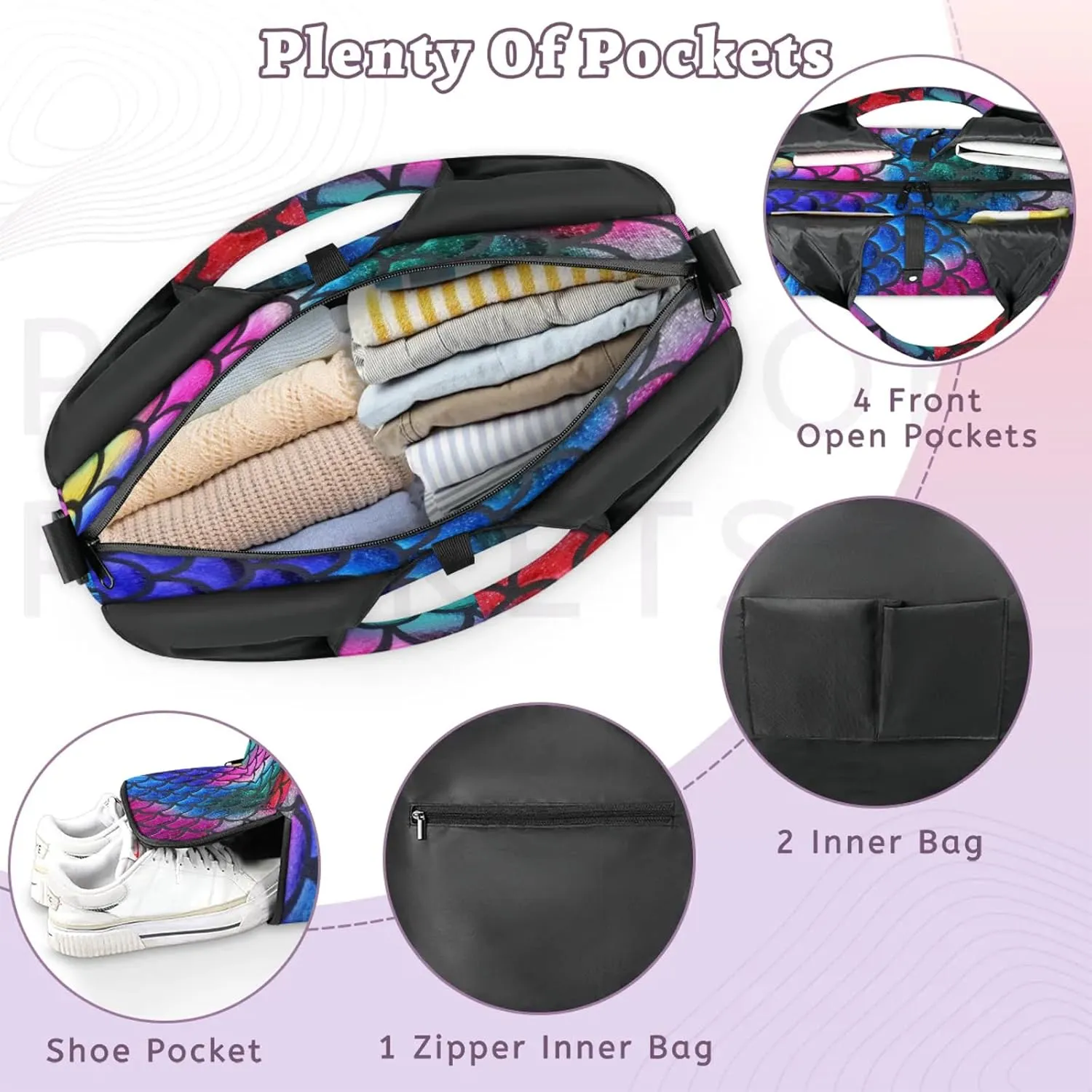 KOBLEN Yoga Gym Bags for Women Duffel Bag with Shoe Compartment and Yoga Mat Portable Weekender Bags for Pilates Travel Offices Workout Beach