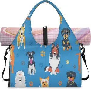 KOBLEN Yoga Gym Bags for Women Duffel Bag with Shoe Compartment and Yoga Mat Portable Weekender Bags for Pilates Travel Offices Workout Beach