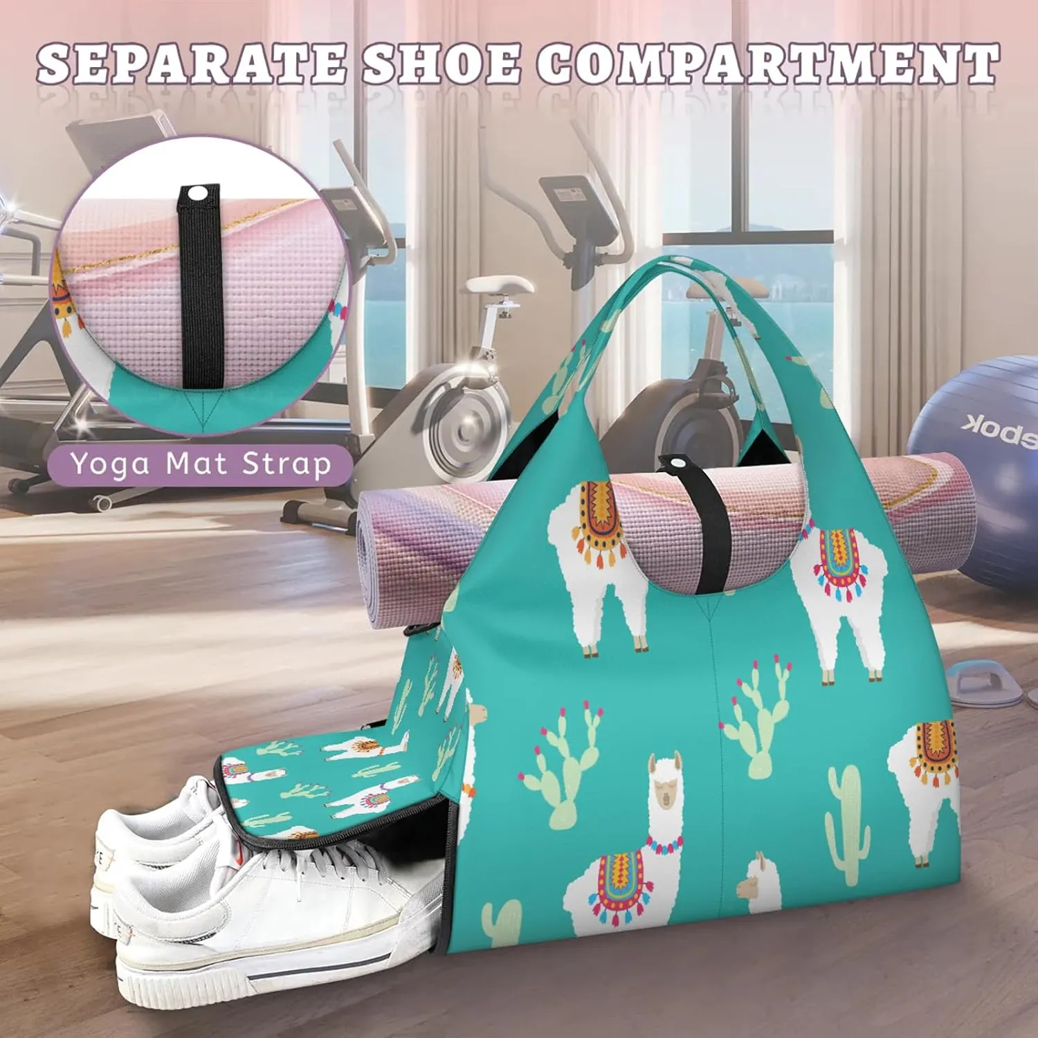 KOBLEN Yoga Gym Bags for Women Duffel Bag with Shoe Compartment and Yoga Mat Portable Weekender Bags for Pilates Travel Offices Workout Beach