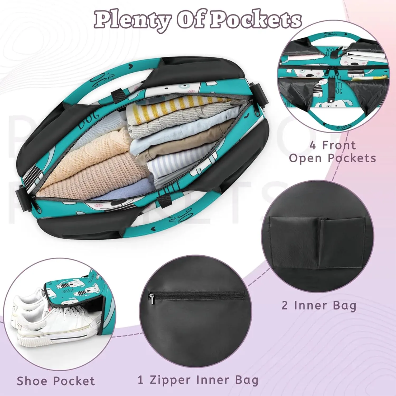 KOBLEN Yoga Gym Bags for Women Duffel Bag with Shoe Compartment and Yoga Mat Portable Weekender Bags for Pilates Travel Offices Workout Beach