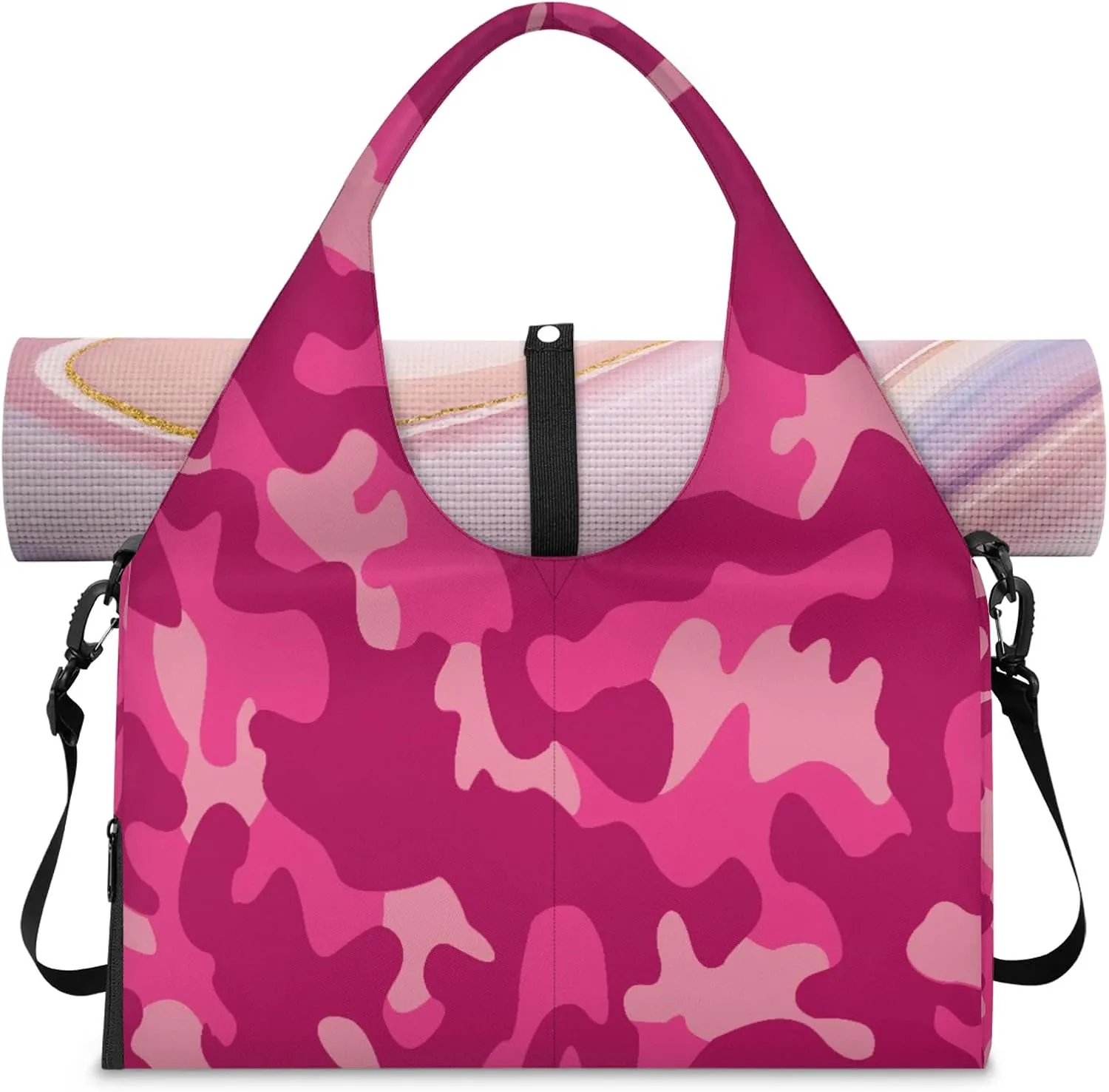 KOBLEN Yoga Gym Bags for Women Duffel Bag with Shoe Compartment and Yoga Mat Portable Weekender Bags for Pilates Travel Offices Workout Beach