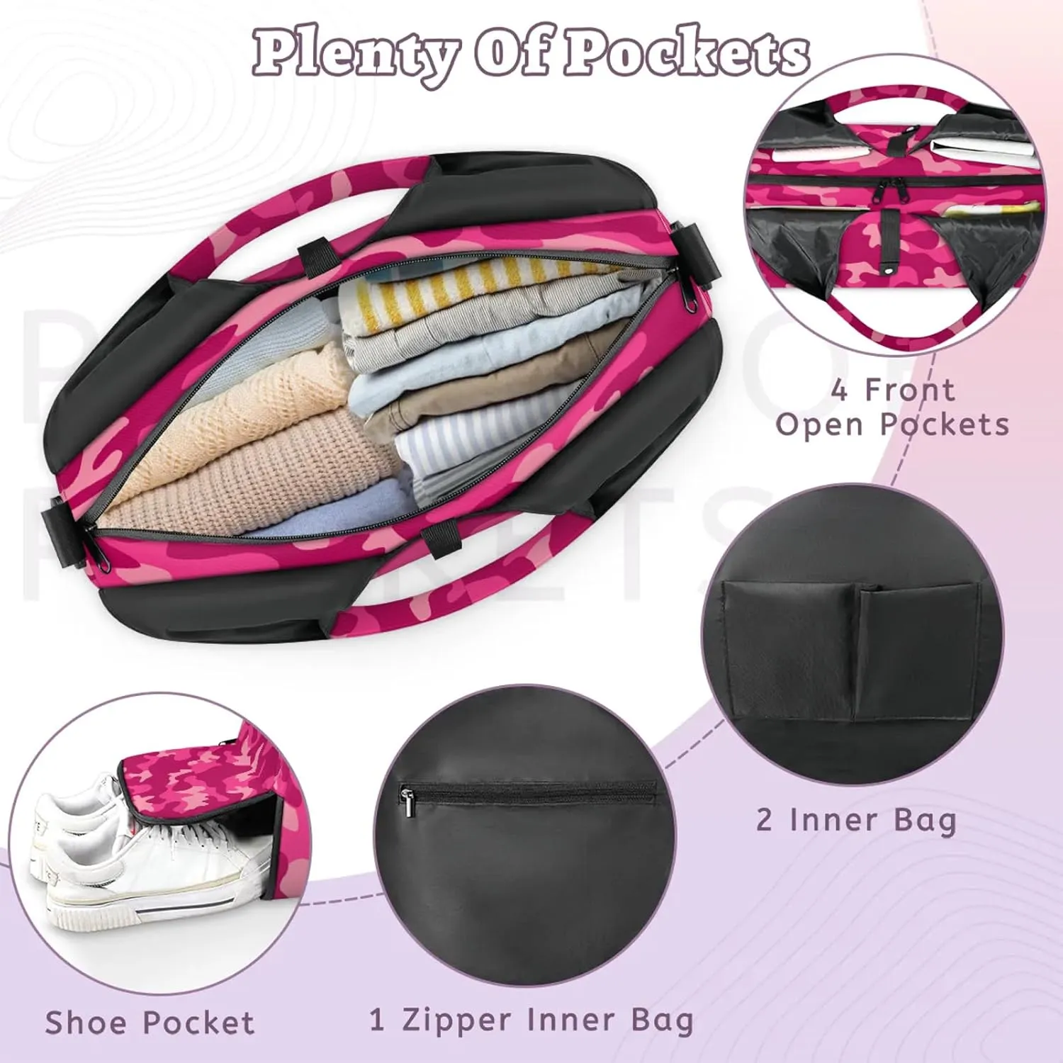 KOBLEN Yoga Gym Bags for Women Duffel Bag with Shoe Compartment and Yoga Mat Portable Weekender Bags for Pilates Travel Offices Workout Beach