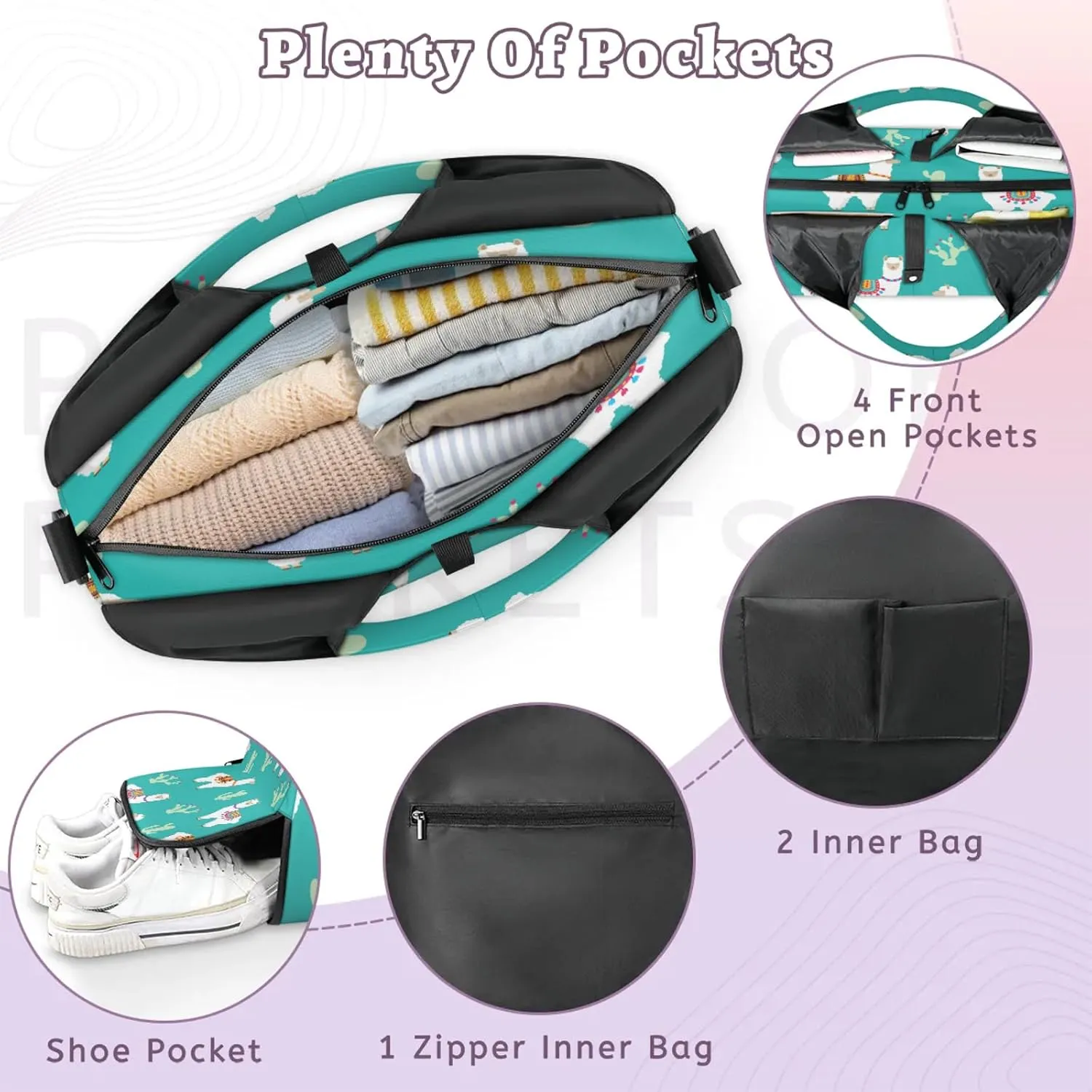 KOBLEN Yoga Gym Bags for Women Duffel Bag with Shoe Compartment and Yoga Mat Portable Weekender Bags for Pilates Travel Offices Workout Beach