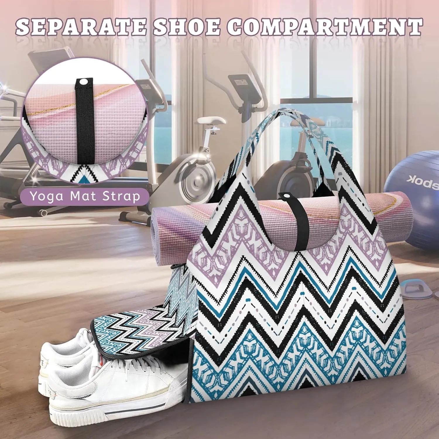 KOBLEN Yoga Gym Bags for Women Duffel Bag with Shoe Compartment and Yoga Mat Portable Weekender Bags for Pilates Travel Offices Workout Beach