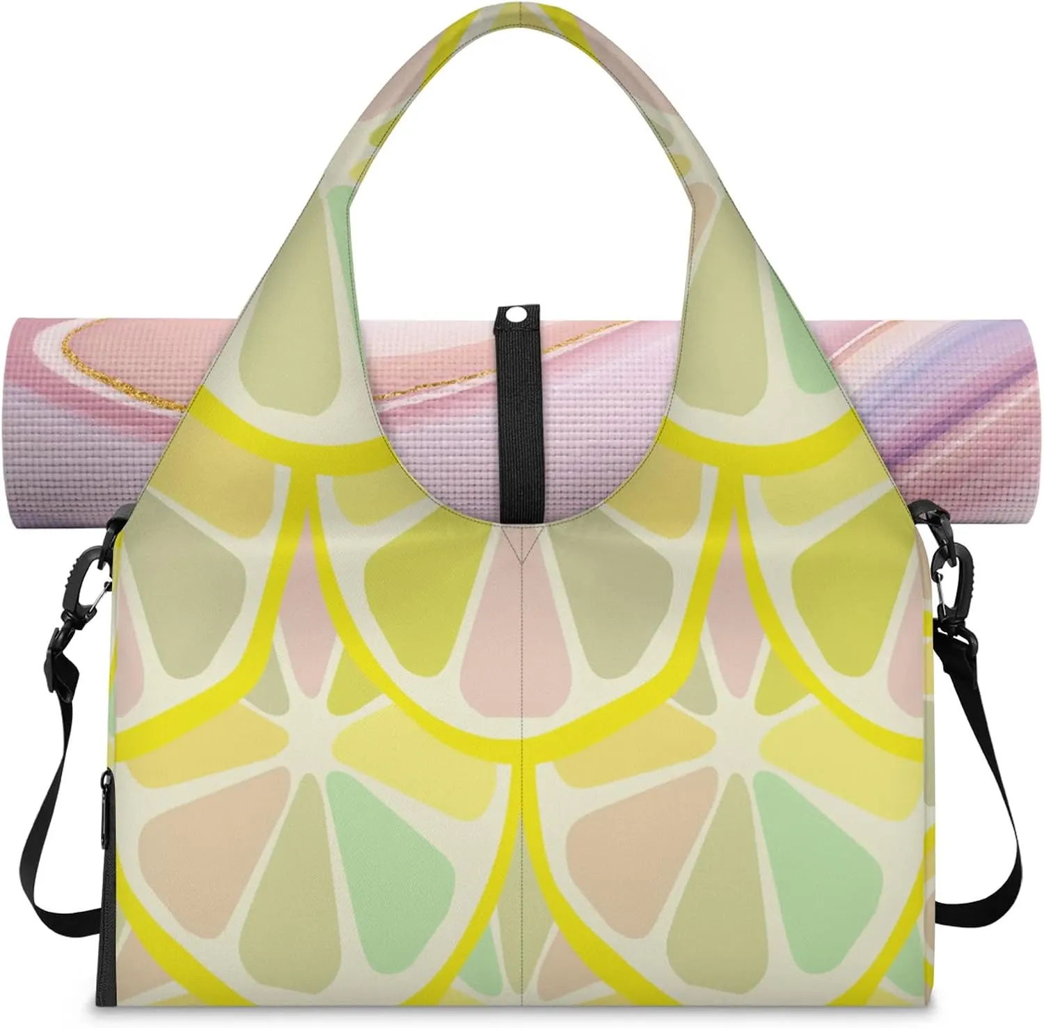 KOBLEN Yoga Gym Bags for Women Duffel Bag with Shoe Compartment and Yoga Mat Portable Weekender Bags for Pilates Travel Offices Workout Beach
