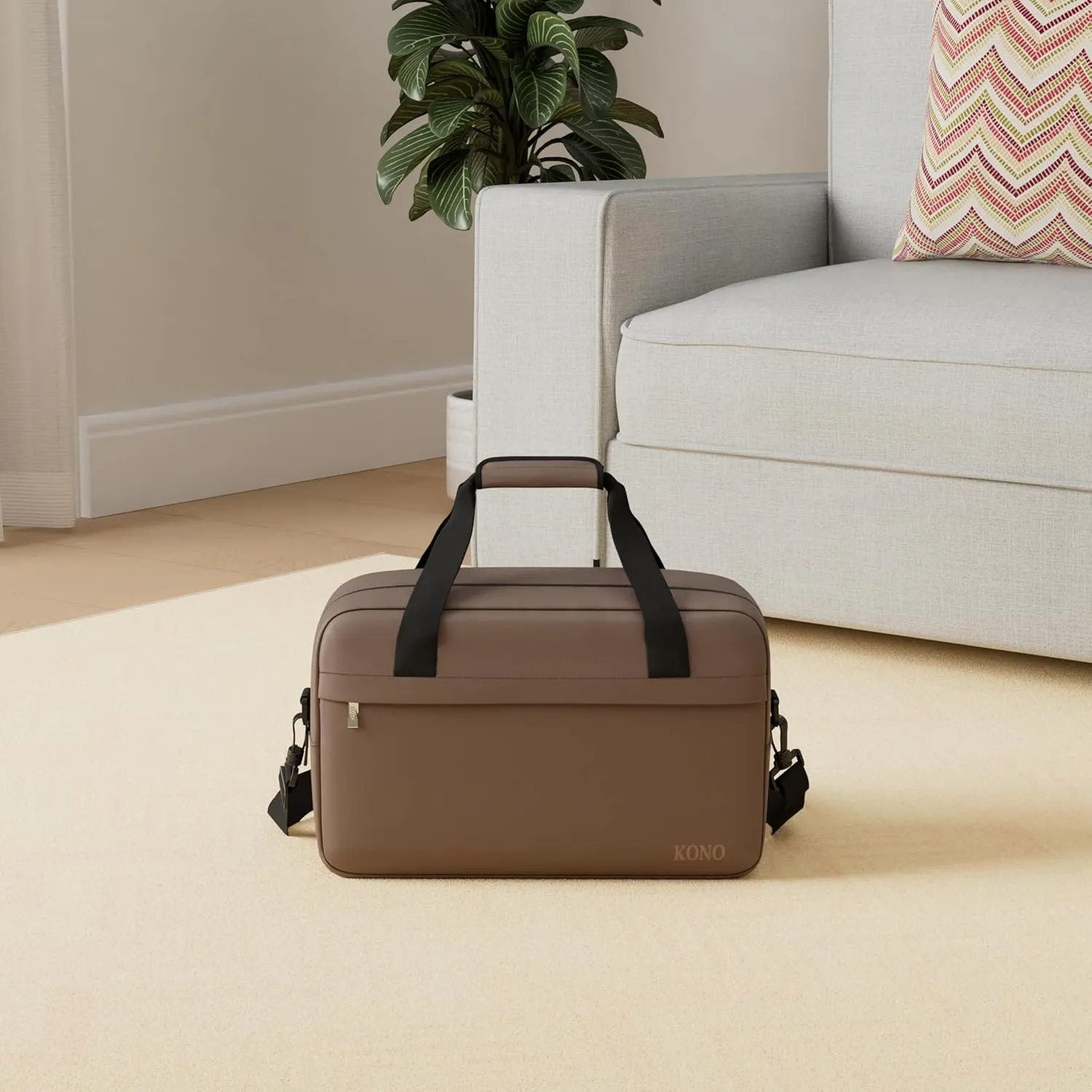 Kono Travel Duffel 20L Under Seat Carry-On Sports Tote Gym Weekender Overnight Bag - Brown, 15.75"x9.84"x7.87"
