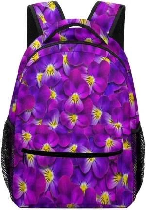 Kuizee Travel Laptop Backpack Business Daypack Work Bookbag Violet Flowers Natural Floral Textural Durable iPad Tablet School College Book Bags Casual Bags for Men and Women
