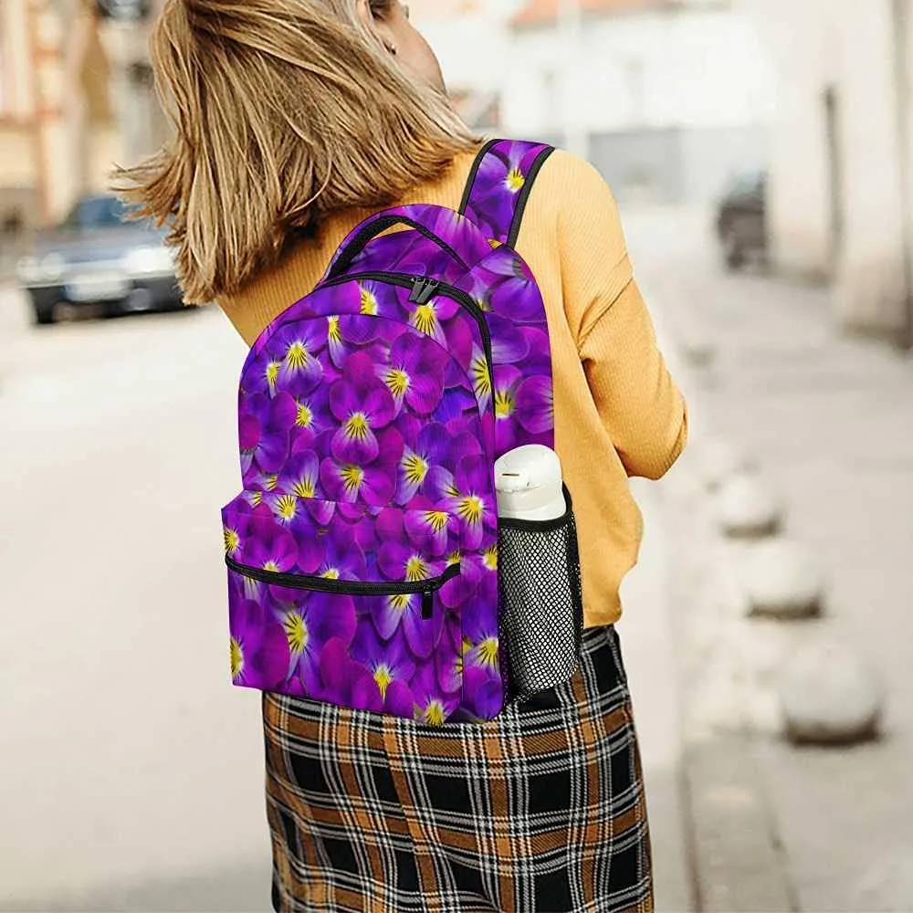 Kuizee Travel Laptop Backpack Business Daypack Work Bookbag Violet Flowers Natural Floral Textural Durable iPad Tablet School College Book Bags Casual Bags for Men and Women