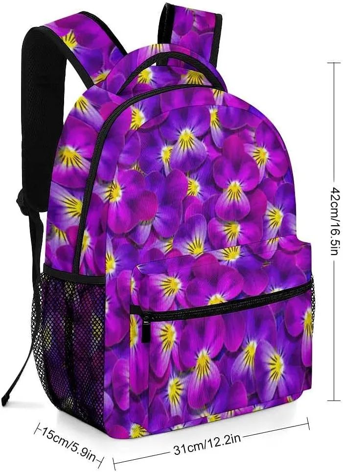 Kuizee Travel Laptop Backpack Business Daypack Work Bookbag Violet Flowers Natural Floral Textural Durable iPad Tablet School College Book Bags Casual Bags for Men and Women