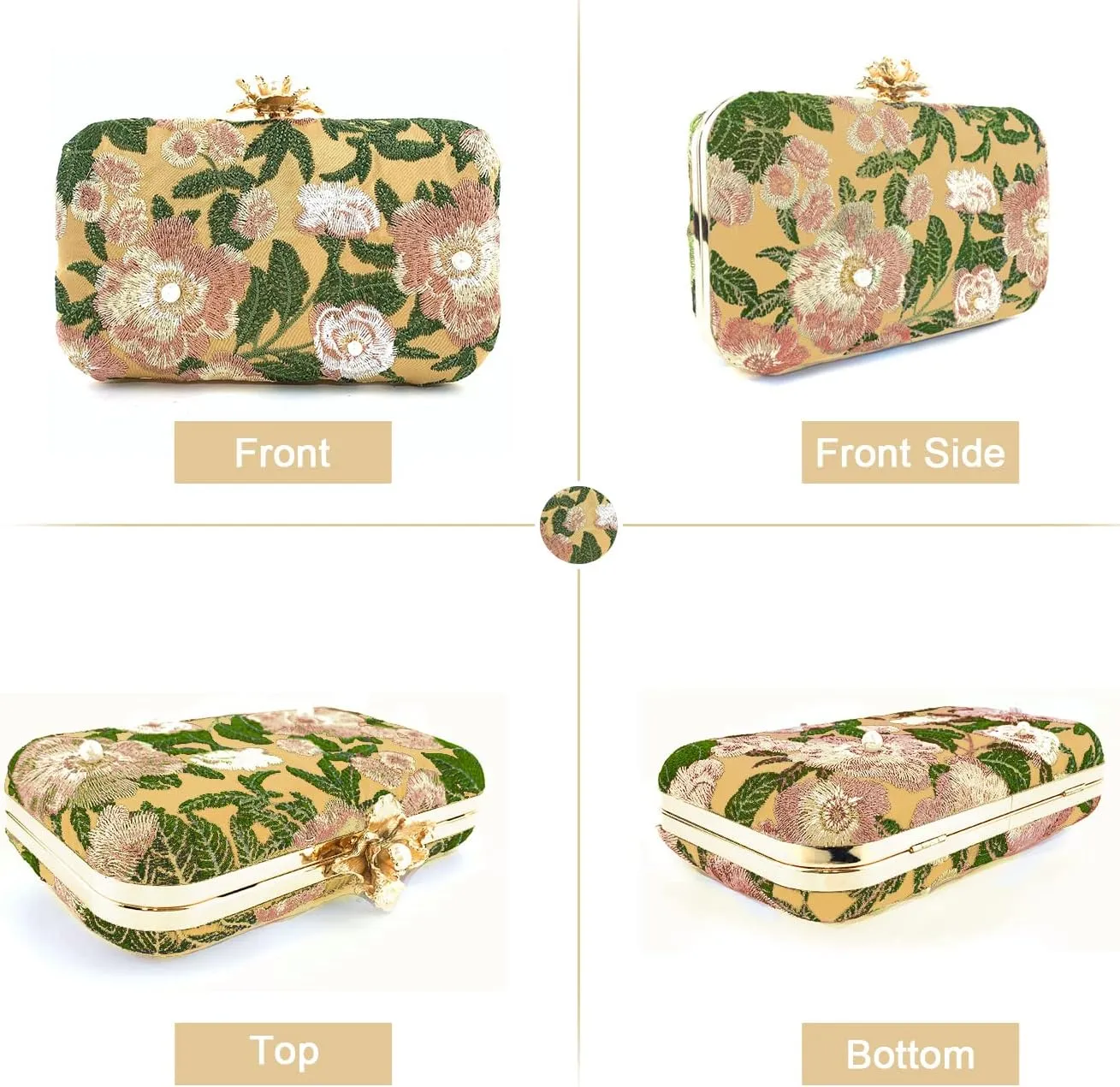 Lanpet Women's Embroidery Beaded Clutch Evening Bags Vintage Purses for Formal Party Wedding