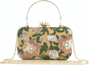 Lanpet Women's Embroidery Beaded Clutch Evening Bags Vintage Purses for Formal Party Wedding