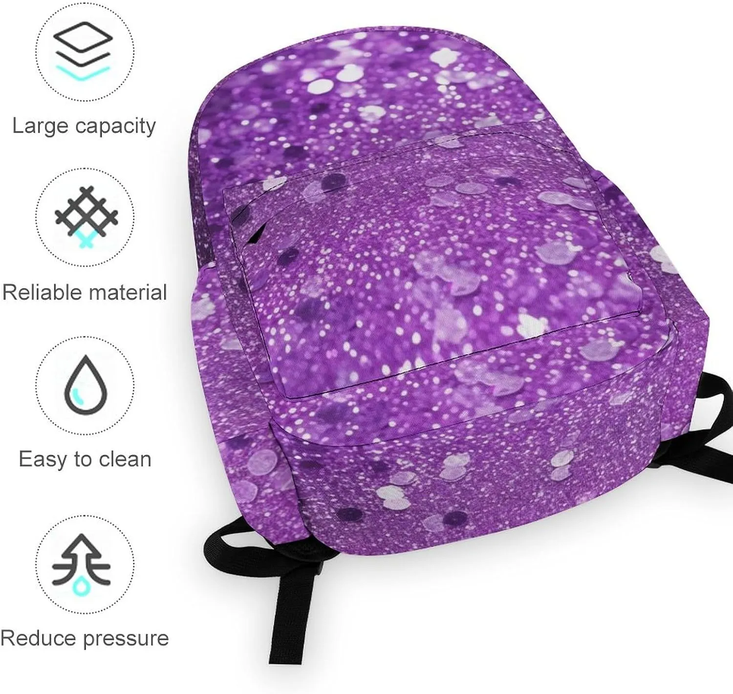 Laptop Backpack for Women Men Daypack Waterproof Sparkling Purple Glitter Computer Bag Business Work Bag for Travel