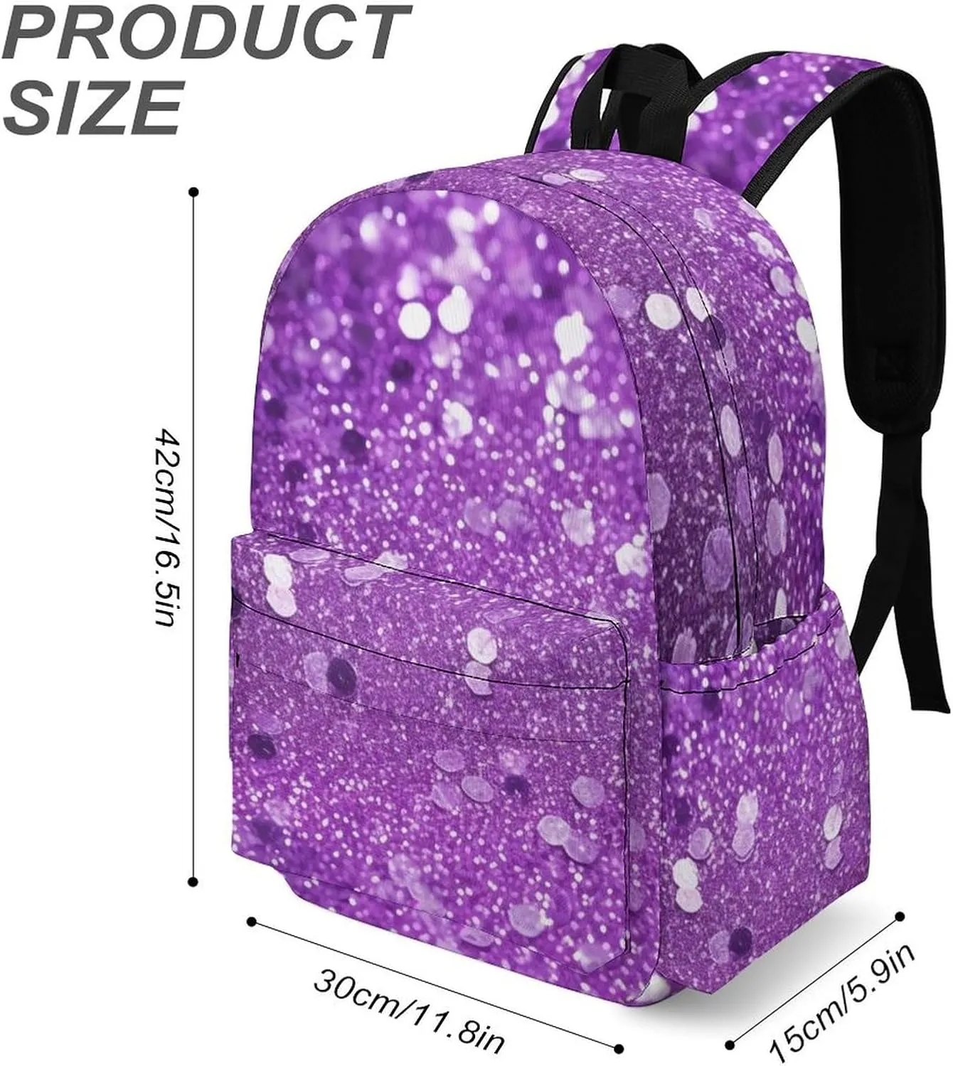 Laptop Backpack for Women Men Daypack Waterproof Sparkling Purple Glitter Computer Bag Business Work Bag for Travel