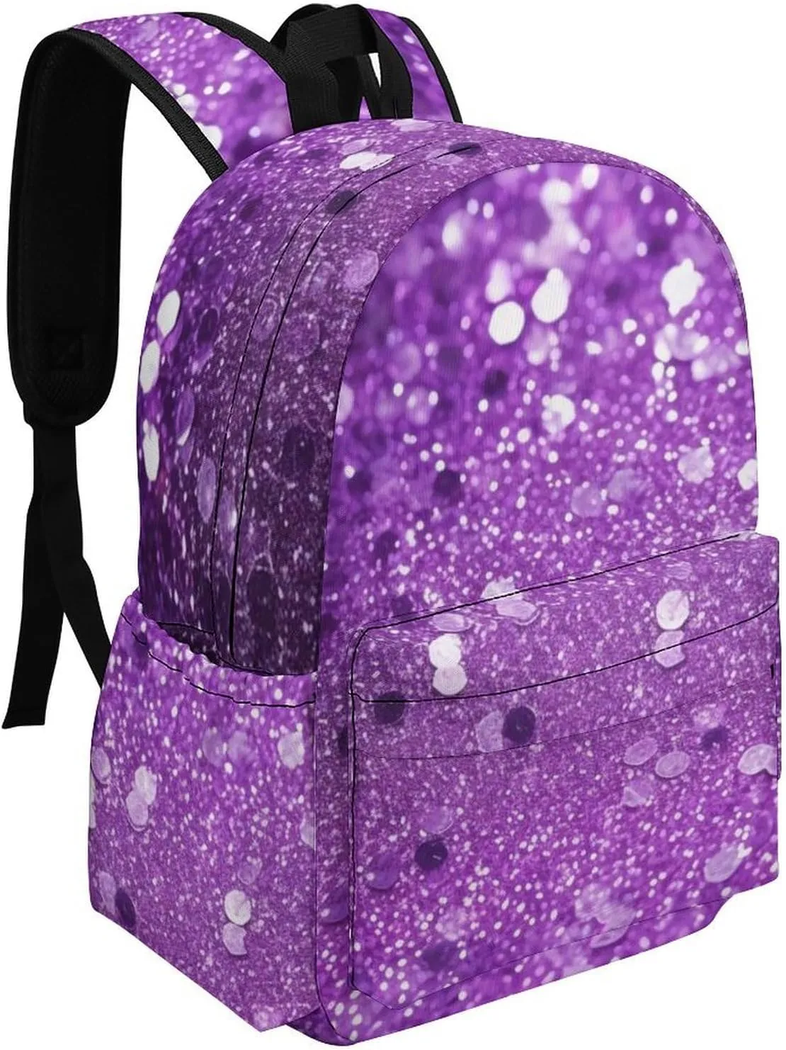 Laptop Backpack for Women Men Daypack Waterproof Sparkling Purple Glitter Computer Bag Business Work Bag for Travel